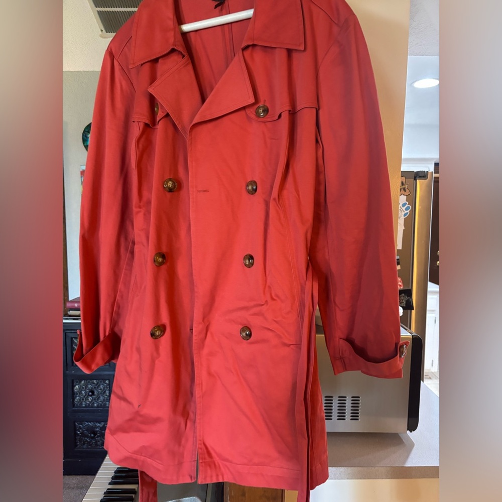 Women's Salmon Double-Breasted Trench Coat
